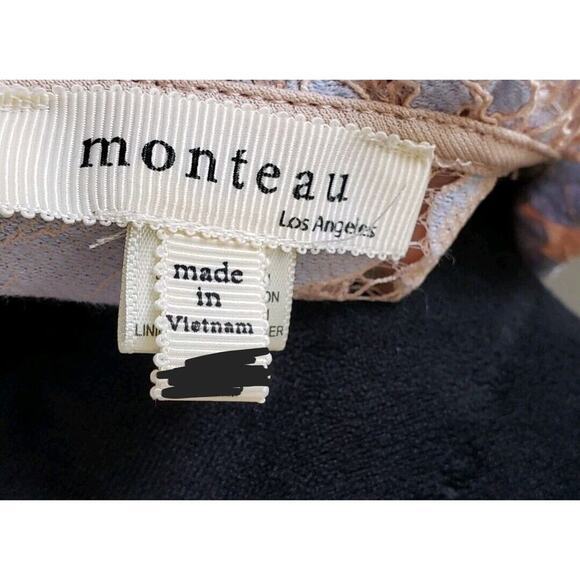 Monteau Women's Beige Floral Nylon Turtleneck Ruffled Sleeveless Top Blouse M - Picture 11 of 11